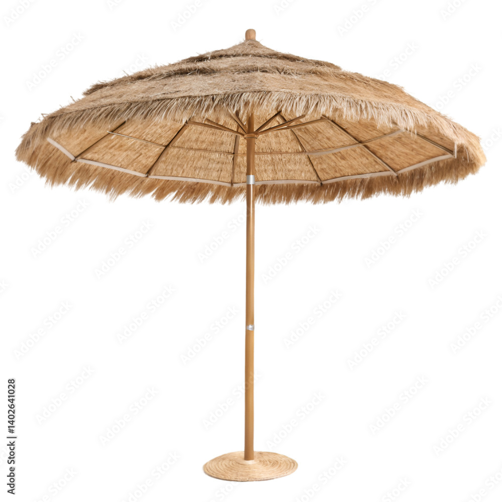 Straw beach umbrella isolated on transparent background Straw beach umbrella isolated on transparent background