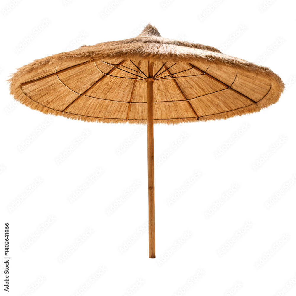 Straw beach umbrella isolated on transparent background Straw beach umbrella isolated on transparent background