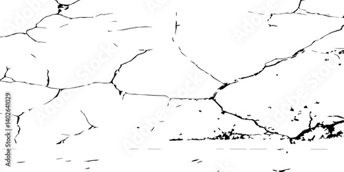 Transparent Background Vector Texture of Grunge Cracks and Fractured Earth – Realistic Dry Soil Pattern with Rough Distressed Overlay for Creative Use

