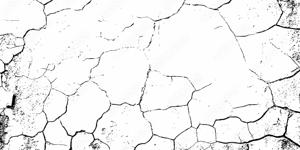 Obraz premium Vector Illustration of Cracked Ground Texture with Transparent Background – A Distressed Grunge Effect Featuring Natural Earth Line Patterns 