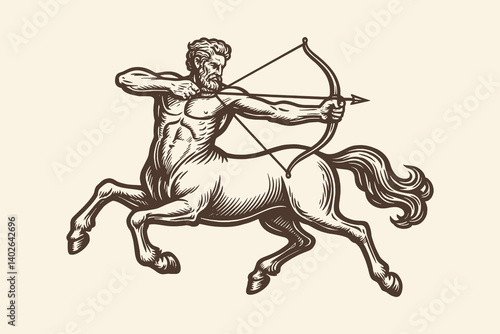 Engraved centaur archer with bow