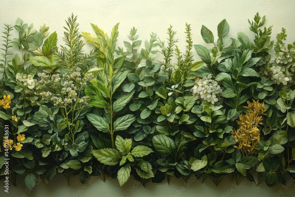 Fresh Herb Composition Mint Rosemary Basil Parsley Thyme Oregano Natural Arrangement Fresh Herb Composition Mint Rosemary Basil Parsley Thyme Oregano Natural Arrangement