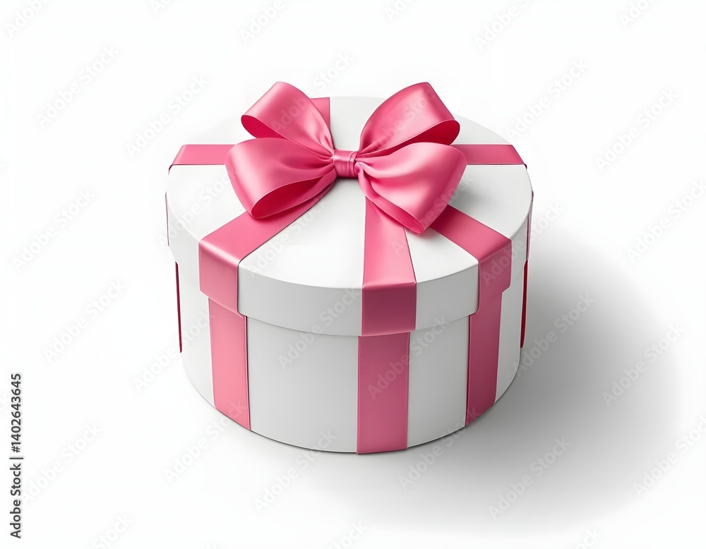 White Gift Box with Pink Ribbon White Gift Box with Pink Ribbon