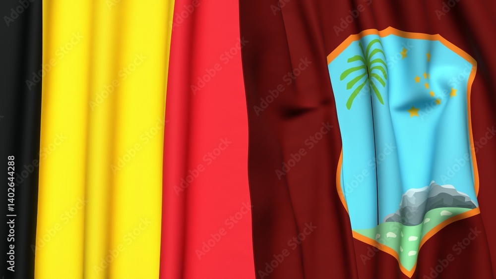 Flags of Chad and West Indies with realistic cloth texture Flags of Chad and West Indies with realistic cloth texture