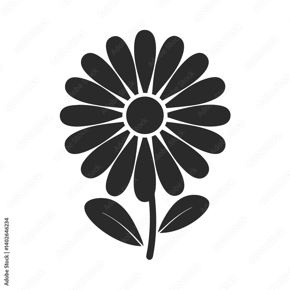 Fototapeta premium daisy flower icon silhouette vector illustration