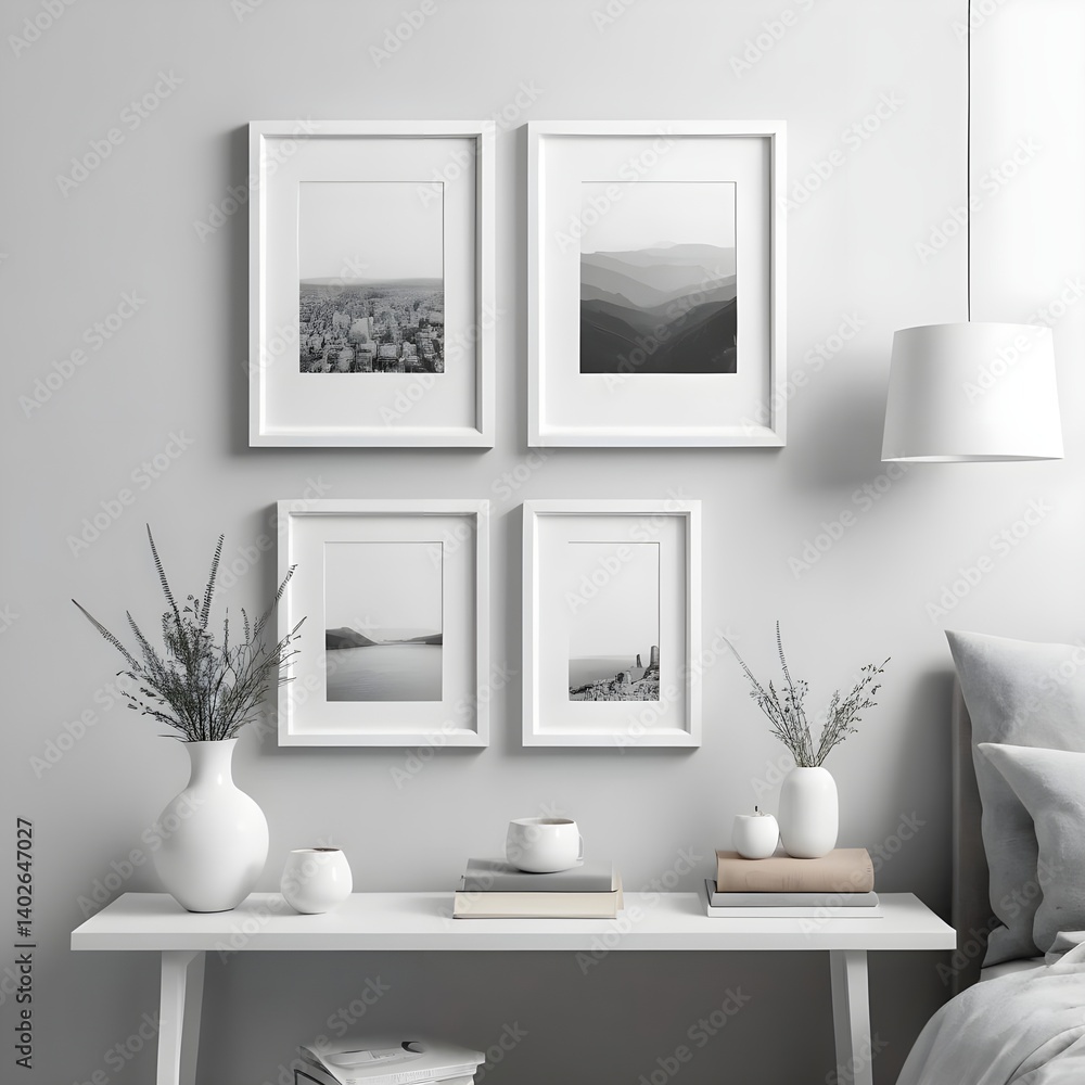 Modern Minimalist Home Decor with Black and White Landscape Photos Modern Minimalist Home Decor with Black and White Landscape Photos