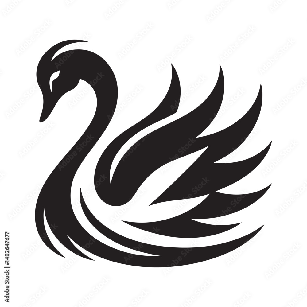 Fototapeta premium swan vector silhouette clip art logo illustration