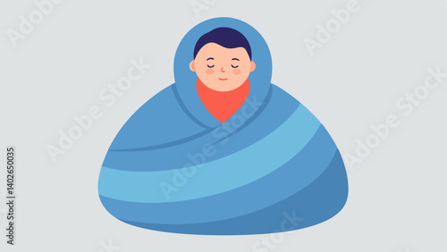 Thermotherapy Blanket A patient comfortably wrapped in a thermotherapy blanket designed to promote relaxation and body rejuvenation with soft textures illustrated.
