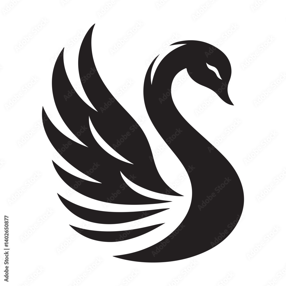 Fototapeta premium swan vector silhouette clip art logo illustration