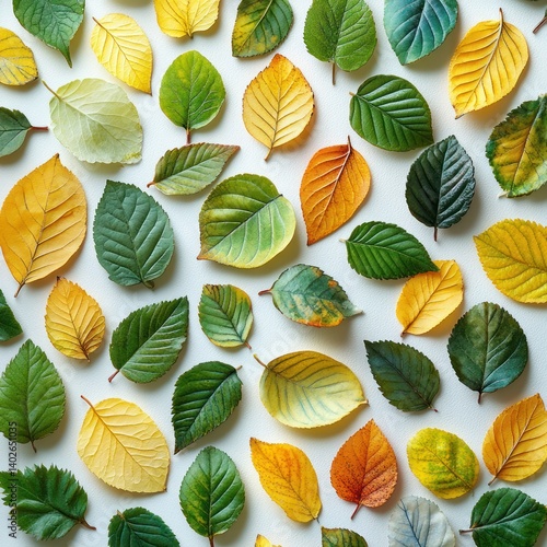 Isolated Collection of Various Magnolia Leaves on White Background