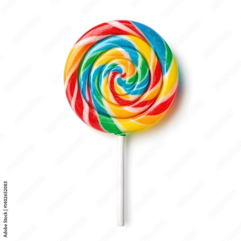 Rainbow Swirl Lollipop on White Background Rainbow Swirl Lollipop on White Background