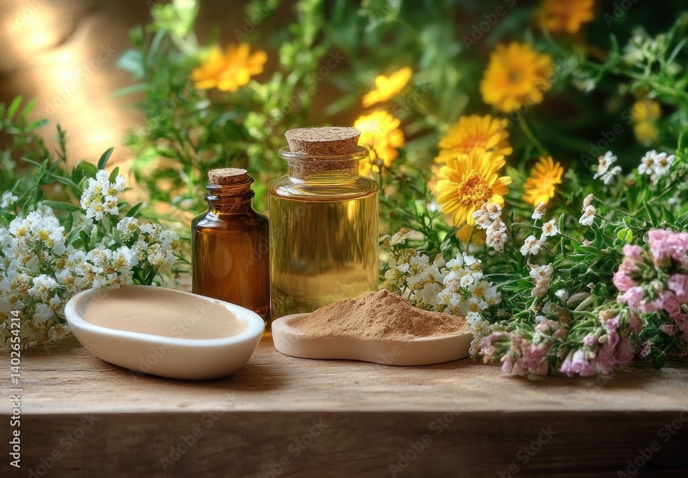 Natural Cosmetic Ingredients Still Life Art Nouveau Natural Cosmetic Ingredients Still Life Art Nouveau