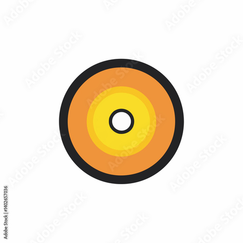 Orange circle emits yellow concentric shape on white graphic