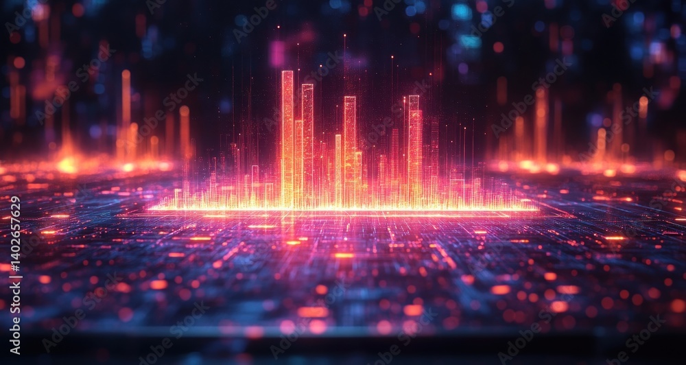 Business Growth and Strategy with Digital Hologram of Rising Statistics and Charts on Tablet Business Growth and Strategy with Digital Hologram of Rising Statistics and Charts on Tablet
