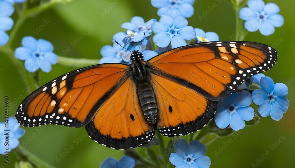 Fototapeta premium Monarch Butterfly on Forget-Me-Nots