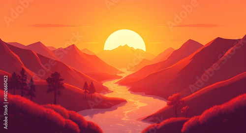 sunset in mountains
