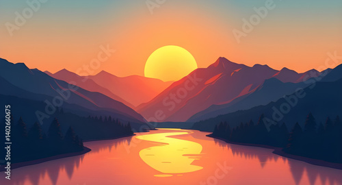 sunset in mountains