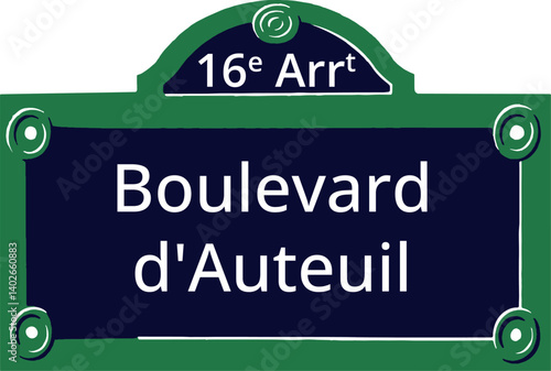 16e Arrt, Elegant Parisian Street Sign