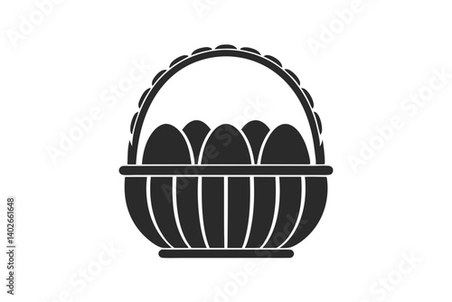egg basket silhouette vector illustration