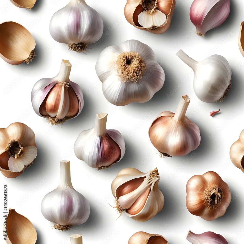 Fresh Garlic Bulbs Seamless Pattern Fresh Garlic Bulbs Seamless Pattern