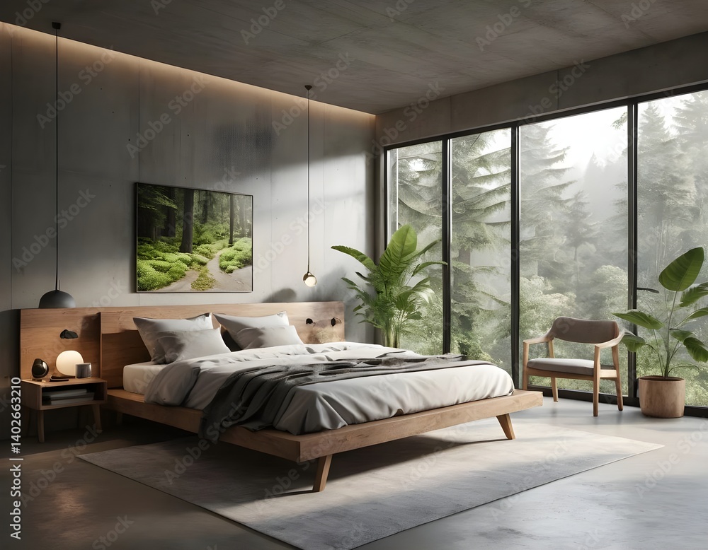 Serene Forest View Bedroom Serene Forest View Bedroom