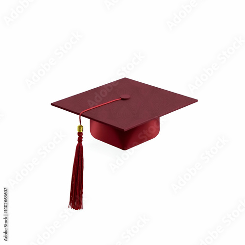 Graduation cap maroon white background intelligence