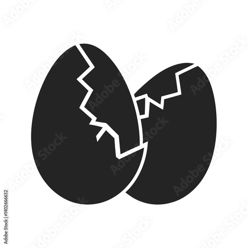 cracked egg icon silhouette vector illustration