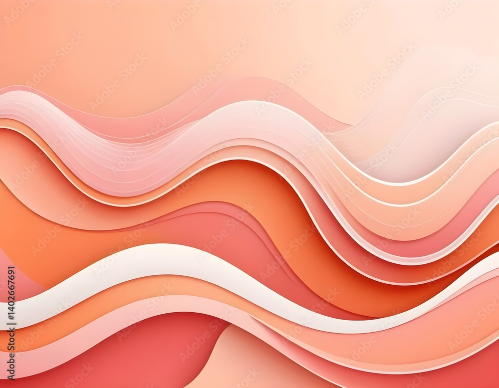 Abstract Coral and Peach Waves Background Abstract Coral and Peach Waves Background