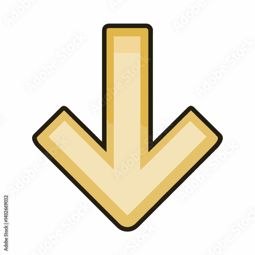 Arrow icon indicates direction downward visually isolated