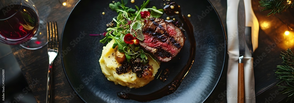 Gourmet Fusion: Artistic Plating of Fine Dining Cuisine in a Luxury Restaurant
