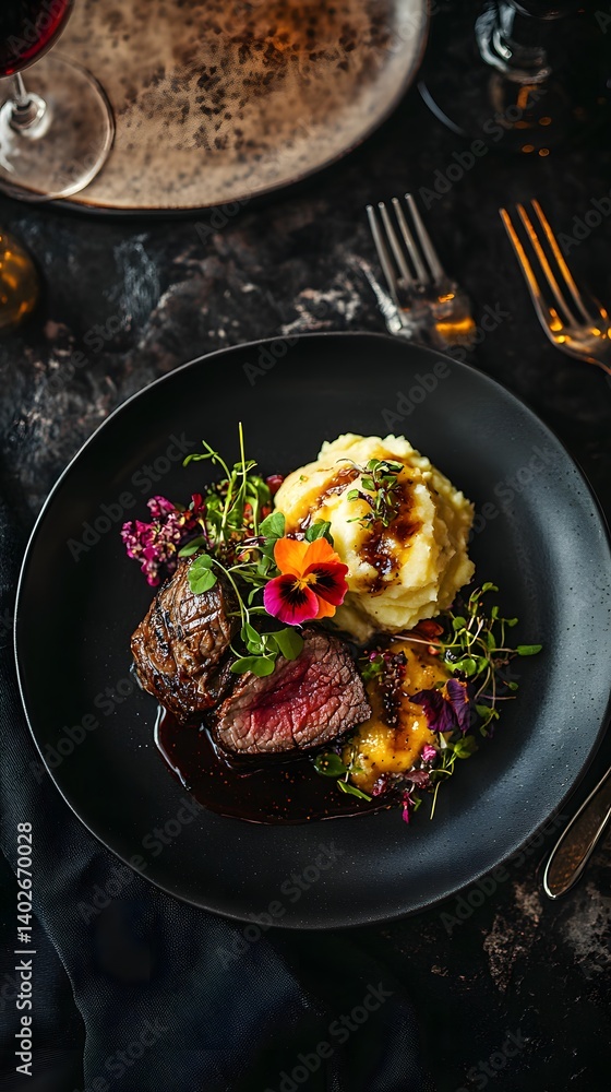 Gourmet Fusion: Artistic Plating of Fine Dining Cuisine in a Luxury Restaurant