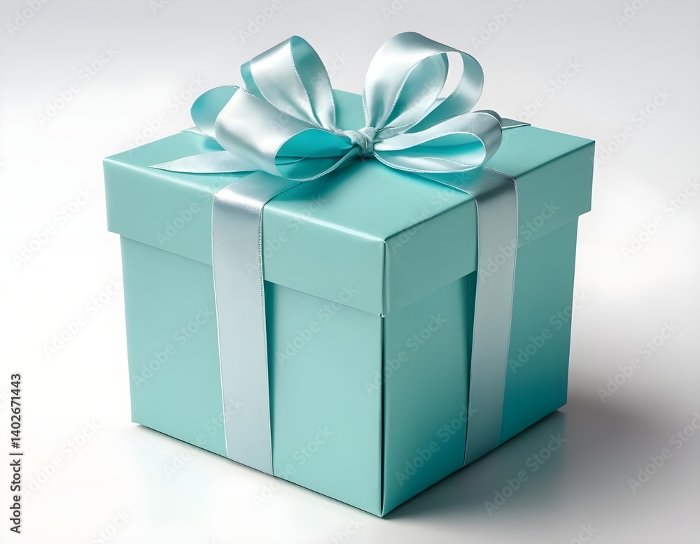 Fototapeta premium Teal Gift Box with Ribbon
