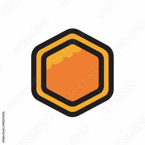 Honeycomb design shows honey inside frame on white background detail