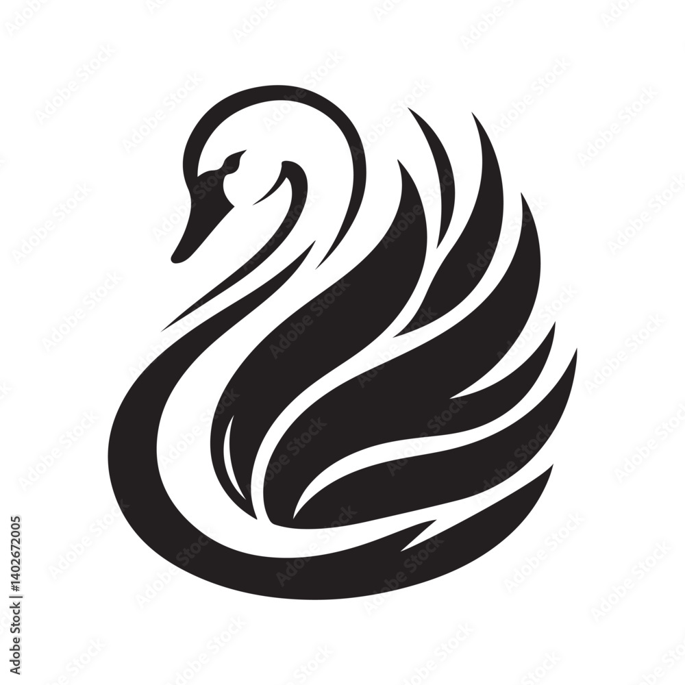 Fototapeta premium swan vector silhouette clip art logo illustration
