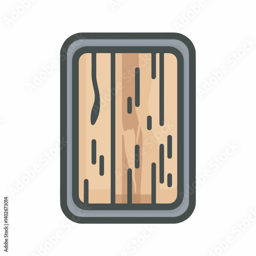 Wood panel displays grain pattern inside gray border vector
