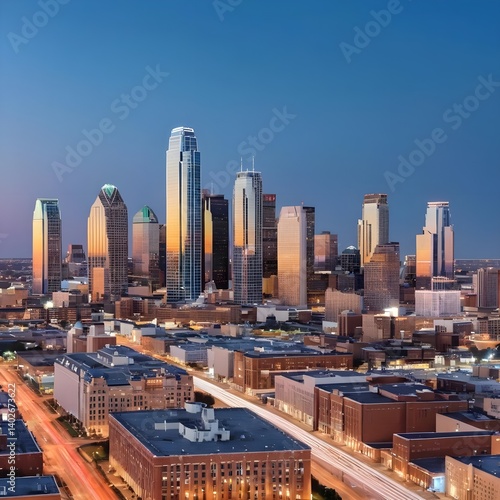 Wallpaper Mural Dallas Skyline at Dusk Torontodigital.ca