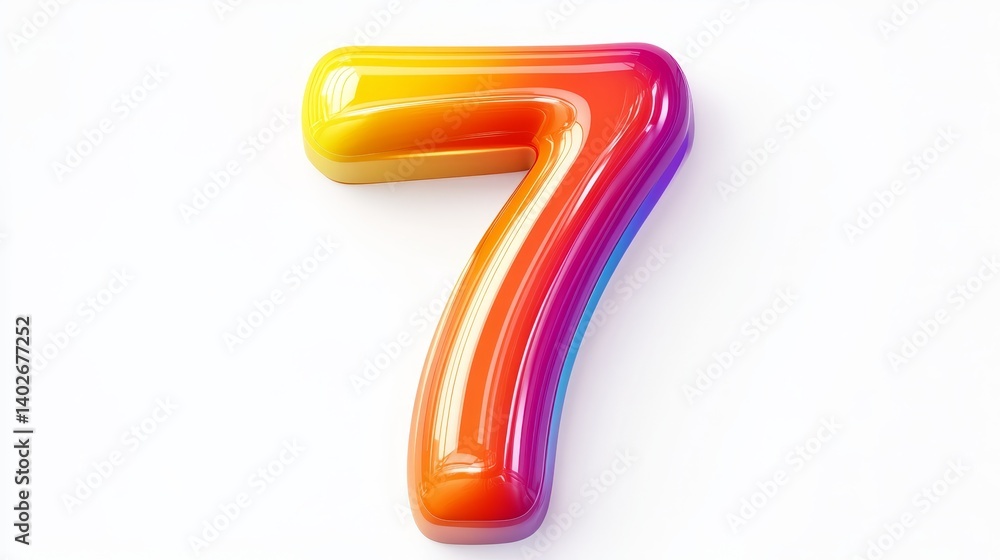 Colorful Rainbow Number Seven - 3D Glossy Illustration of a Bright, Modern and Creative Design Colorful Rainbow Number Seven - 3D Glossy Illustration of a Bright, Modern and Creative Design
