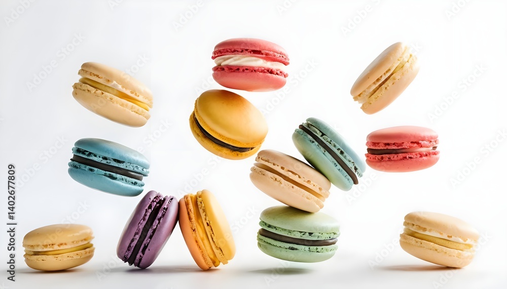 custom made wallpaper toronto digitalColorful Macarons Falling on White Background