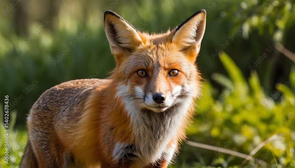 Red Fox in Green Forest Red Fox in Green Forest