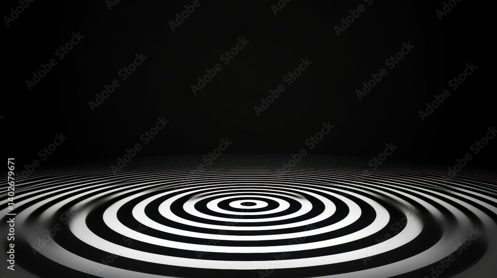 A black and white optical illusion of concentric circles. A black and white optical illusion of concentric circles.