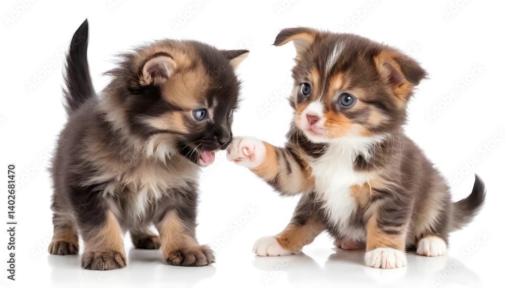 Fototapeta premium Playful Kittens and Puppy