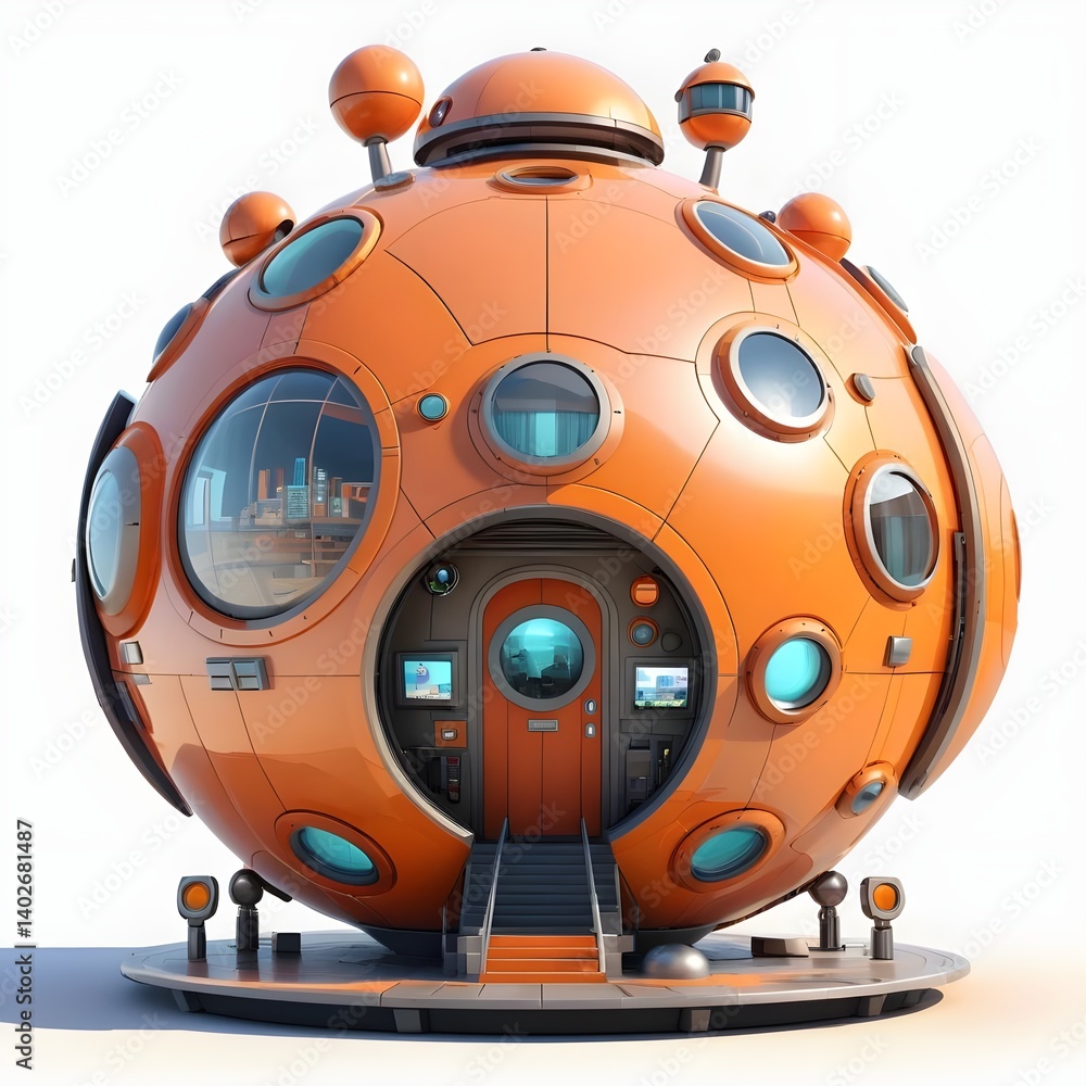 Futuristic Orange Sphere House Futuristic Orange Sphere House