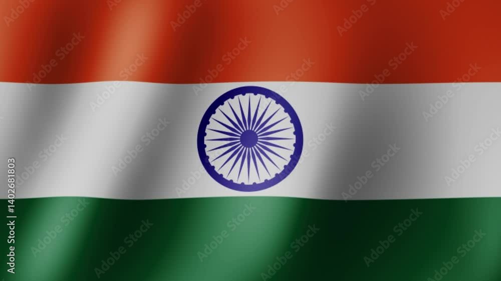 Slow Motion Indian Flag Waving in Wind 4K Ultra HD Background for Patriotic Celebrations and Independence Day Concept