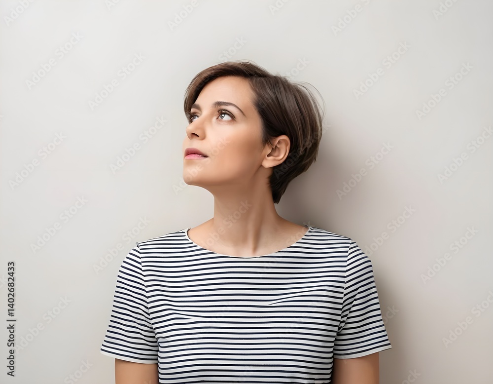 Fototapeta premium Thoughtful Young Woman Looking Upward