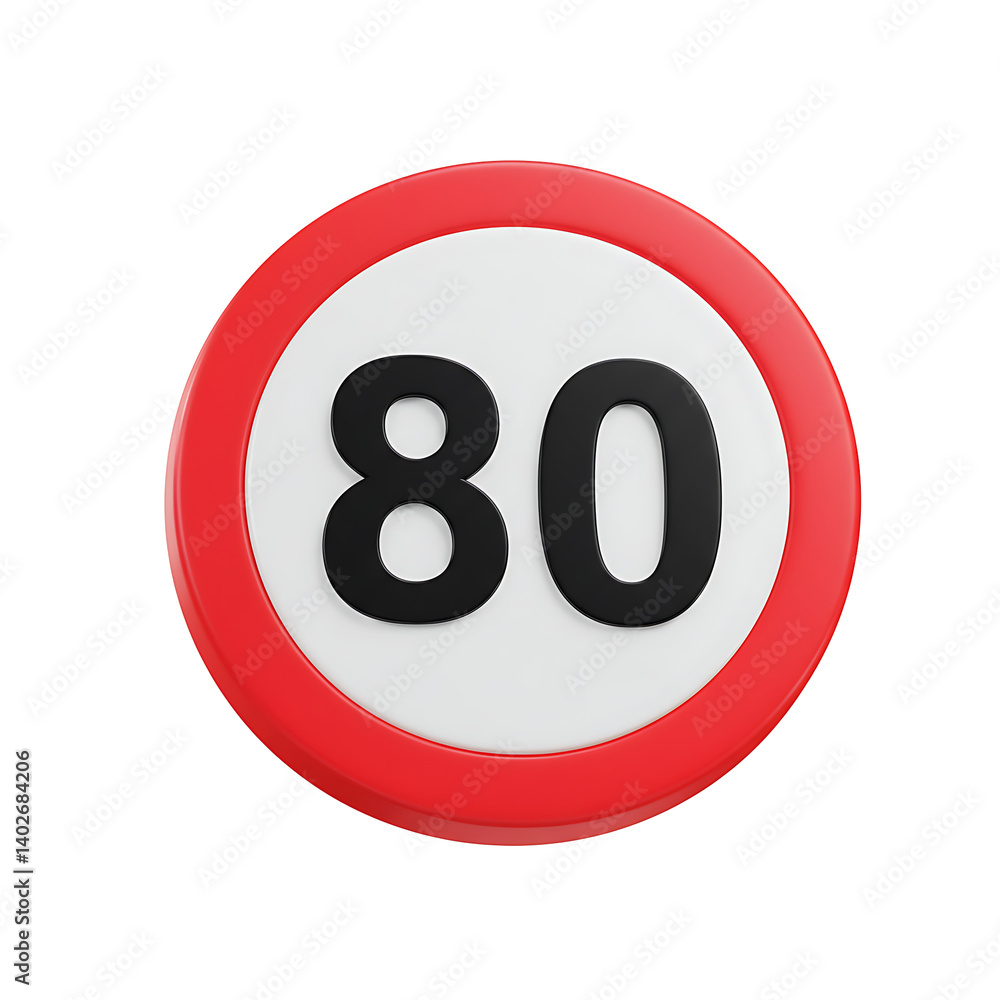 Eighty Speed Limit Sign Road Safety Restriction Concept Eighty Speed Limit Sign Road Safety Restriction Concept