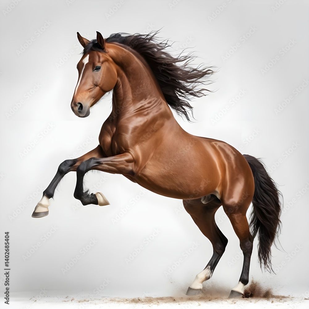 Obraz premium Majestic Brown Stallion Leaping
