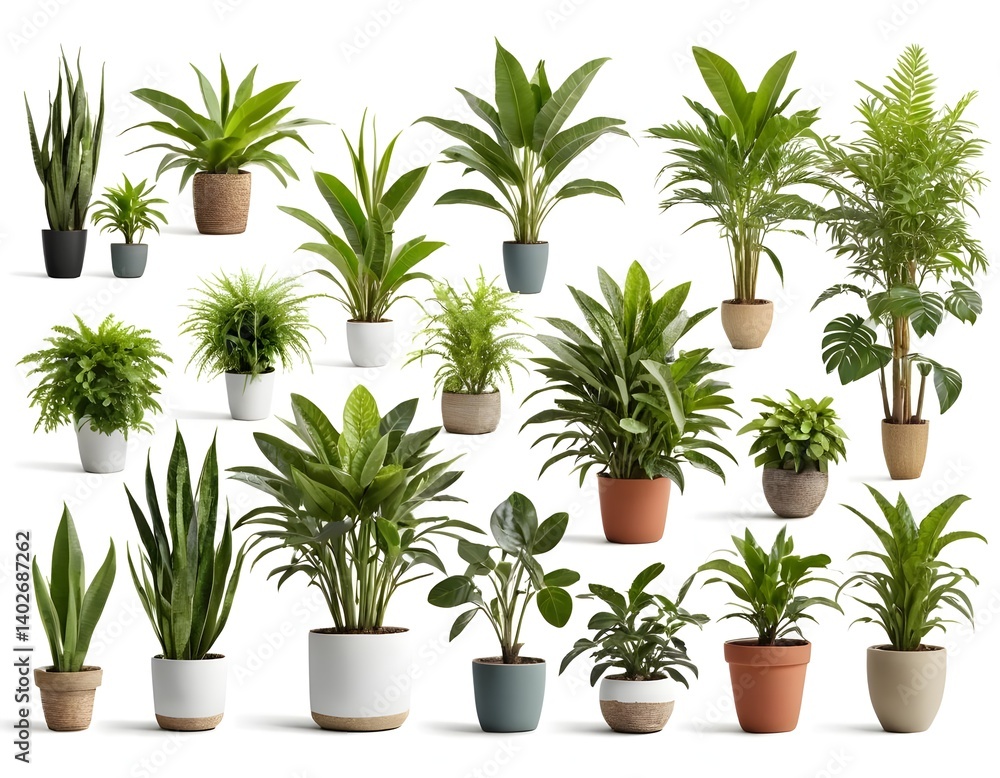 Obraz premium Collection of Houseplants in Various Pots