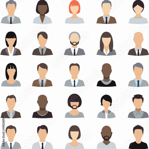 Diverse professional avatars collection for business and social media use