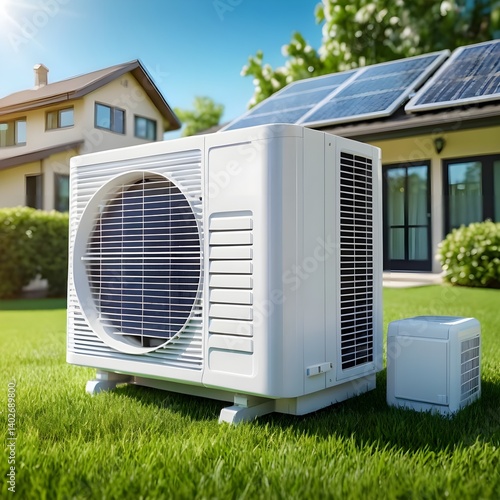 Eco-Friendly Air Conditioning Unit with Solar Panels
