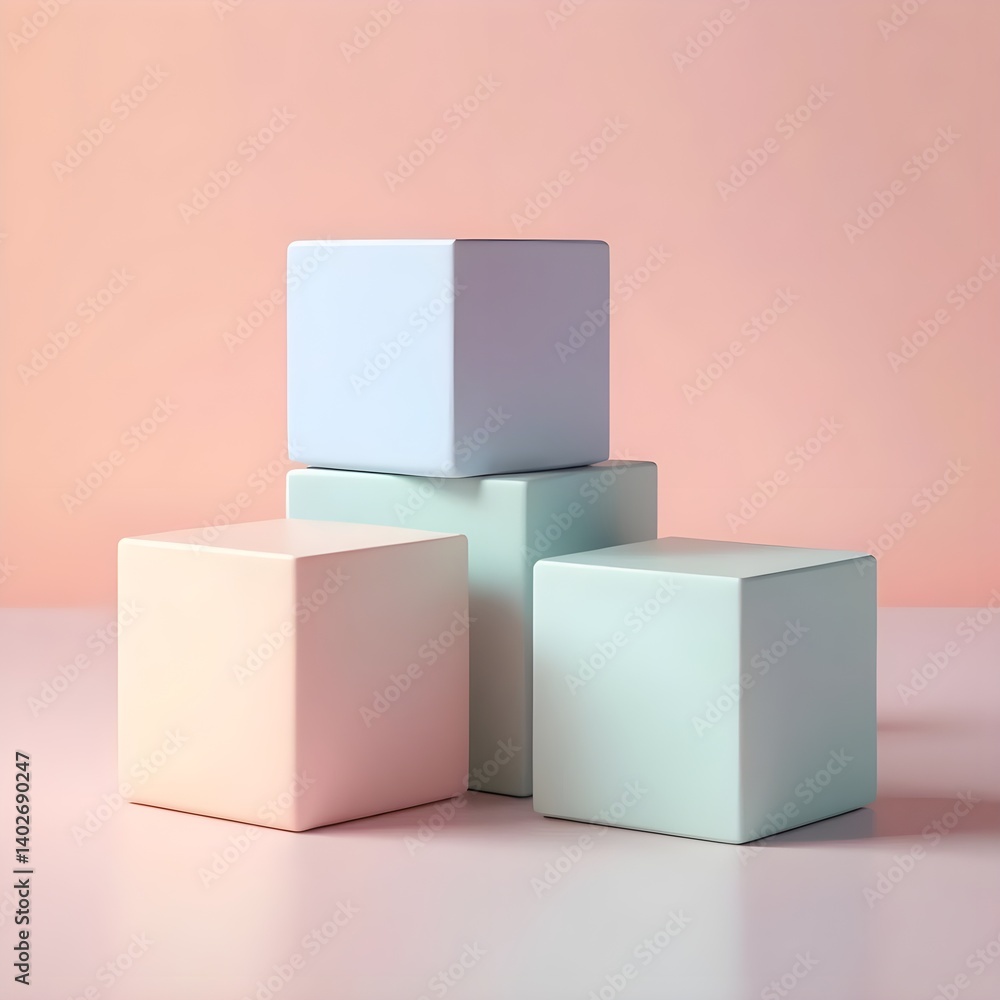 Obraz premium Pastel Cubes on Pink Background